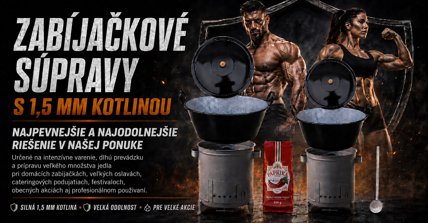 zabíjačkové súpravy s 1,5 mm kotlinou
