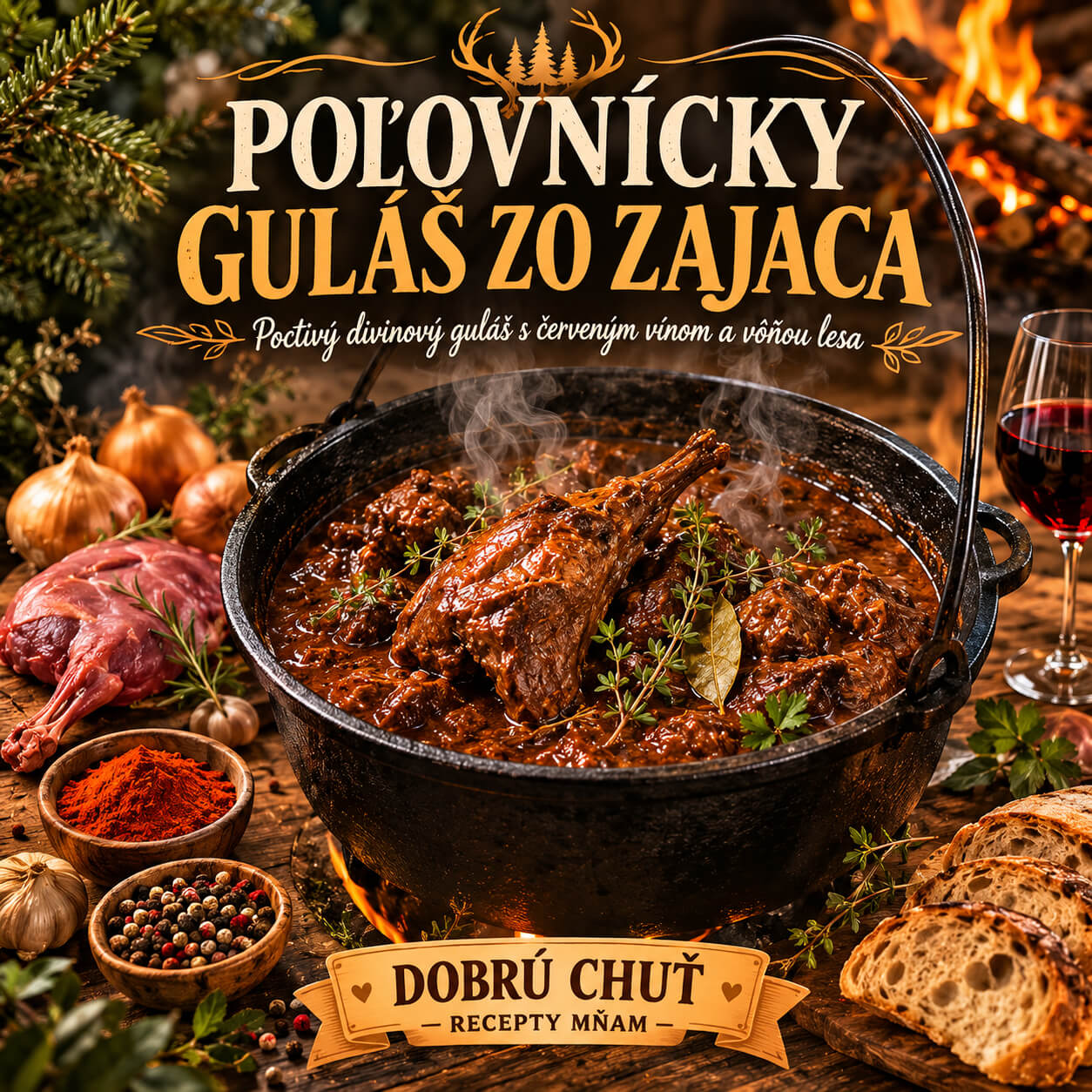 🦌🍲 Poľovnícky guláš zo zajaca – celý recept (tradičný, poctivý, nezabudnuteľný)
