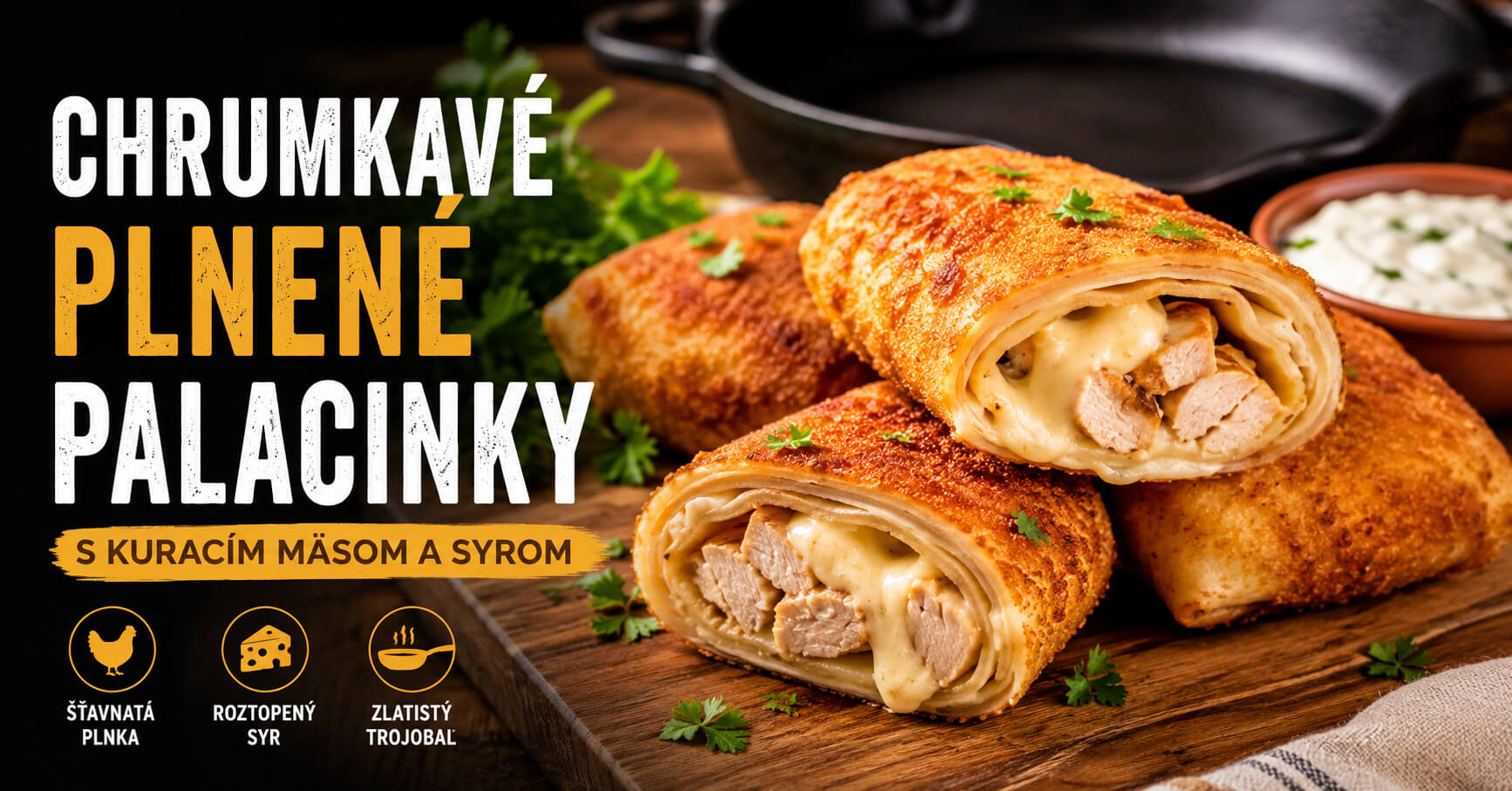🥞🍗🧀 Chrumkavé vyprážané palacinky plnené kuracím mäsom a syrom