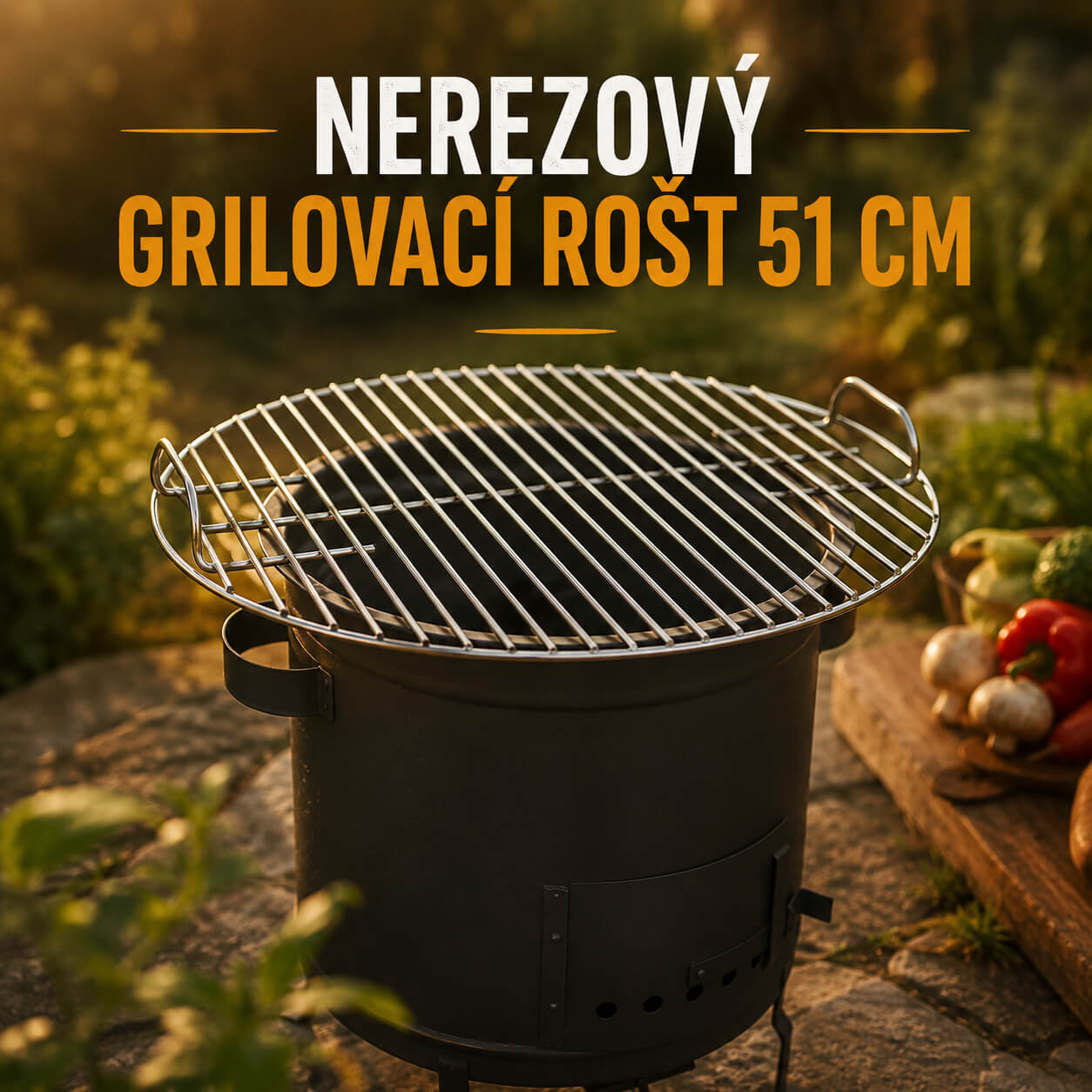 🔥🥩 Nerezový grilovací rošt 51 cm s úchytmi: keď sa oheň zmení na spoločnú večeru
