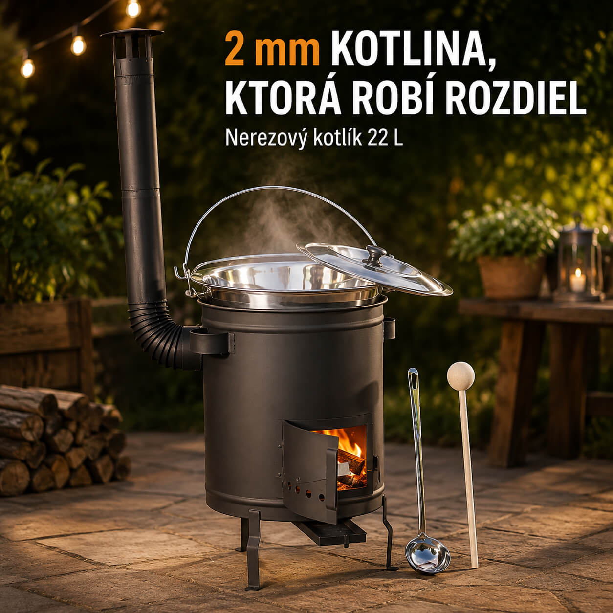 🔥🍲 Nerezový kotlík 22 L s 2 mm kotlinou: robustné srdce spoločného varenia
