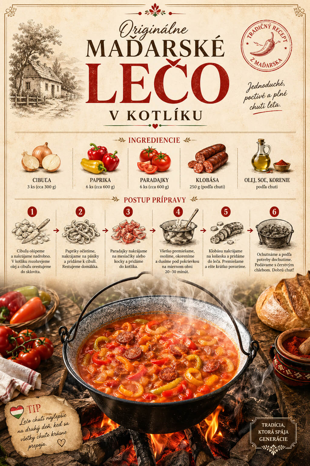Originálne maďarské lečo v kotlíku