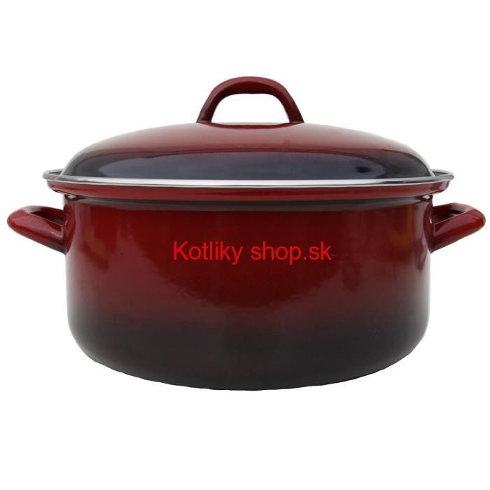 Smaltovaný červený kastról 24 cm