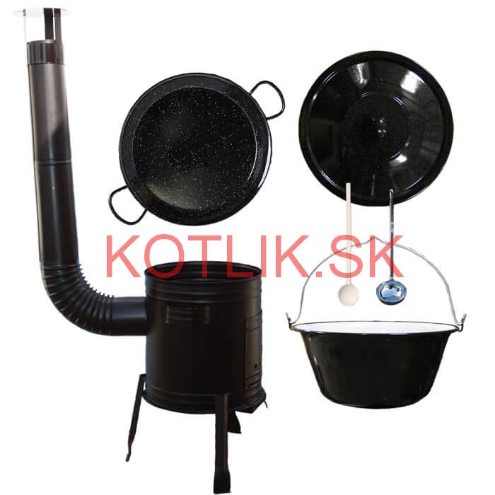 Paella smaltovaná panvica 34 cm so smaltovaným kotlíkom 10 L (1,2 mm) a kotlinou