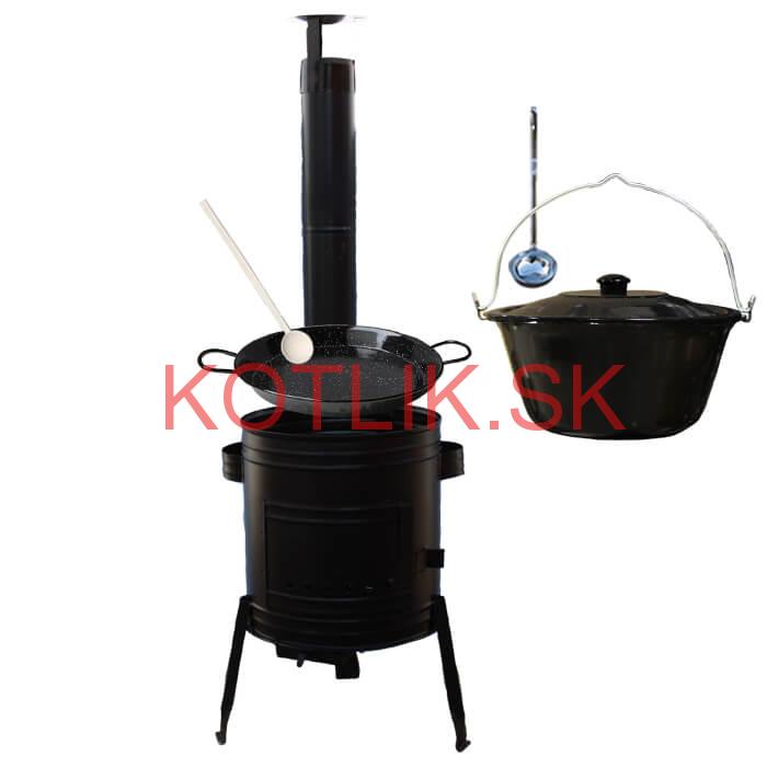 Paella smaltovaná panvica 34 cm so smaltovaným kotlíkom 10 L (1,2 mm) a kotlinou