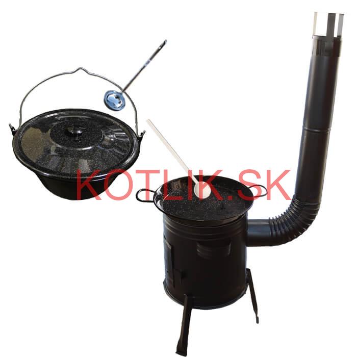 Paella smaltovaná panvica 34 cm so smaltovaným kotlíkom 10 L (1,2 mm) a kotlinou