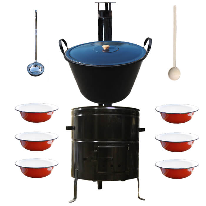 Smaltovaný kotol 70 L + smaltované taniere 6 ks BIG PARTY
