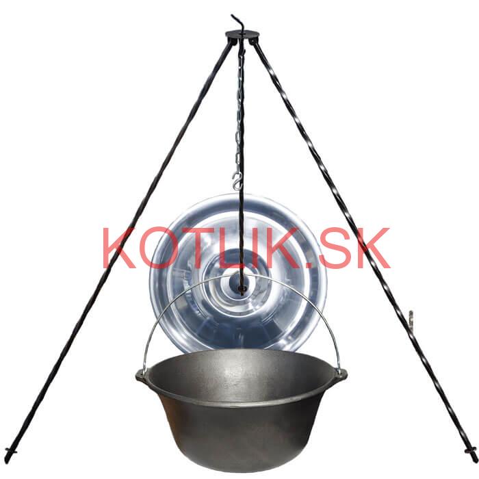 Liatinový kotlík 7,2 L + pokrievka + trojnožka 1,2 m