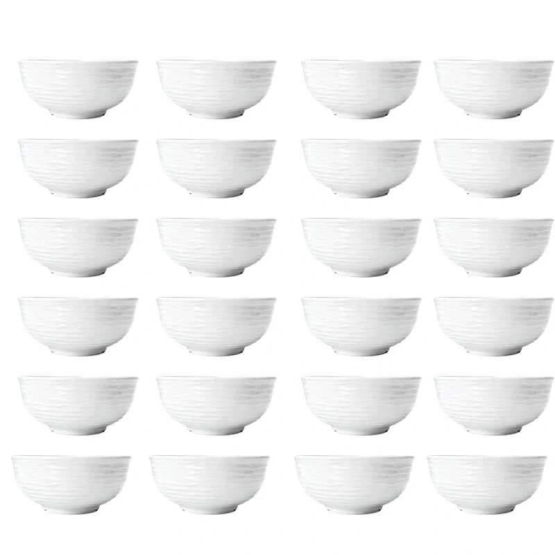 Set 24 ks: Prémiové biele misky s kamennou štruktúrou (750 ml)