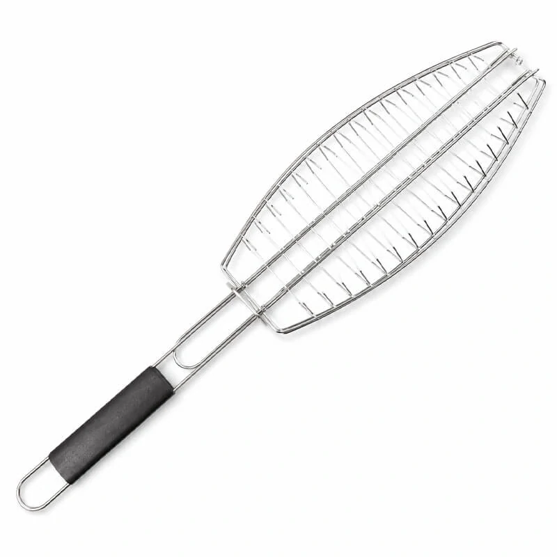 BBQ grilovací rošt na ryby – nerezové grilovacie kliešte 65 × 15 × 4 cm