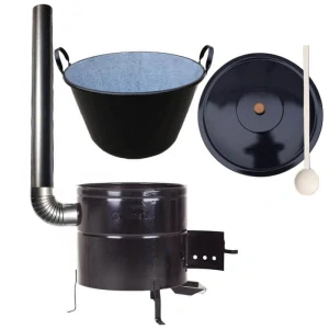 Zabíjačkový smaltovaný kotol 60 L + kovová kotlina 53 cm + dymovod