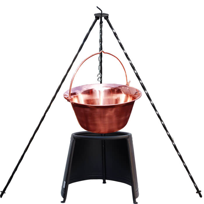 Medený kotlík 20 L (1,2 mm) + chránič plameňa 43 cm + trojnožka 1,2 m
