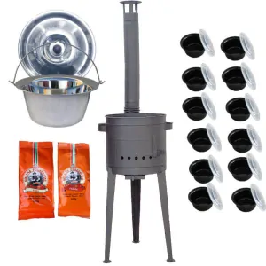 Nerezový kotlík 22 L (0,8 mm) INOX + vysoká žiaruvzdorná kotlina (1,5 mm) HODO 42 cm PLUS 600 + misky 12 ks + 2 x korenie na guláš 100 g