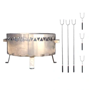 Prenosné ohnisko nerezove (1,5 mm) FIFO + Vidličky na opekanie teleskopické 6 ks