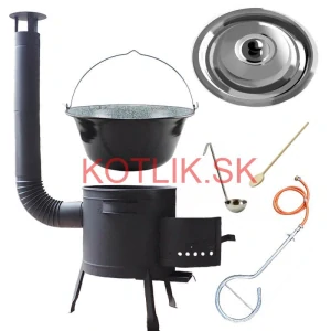 Smaltovaný kotlík (1,2 mm) 30 L + plynový horák k PB + nízka kotlina 45 PLUS 600 + nerezová pokrievka INOX