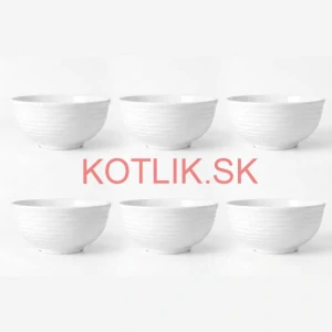 Set 6 ks: Prémiové biele misky s kamennou štruktúrou (750 ml)