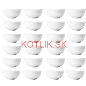 Set 24 ks: Prémiové biele misky s kamennou štruktúrou (750 ml)