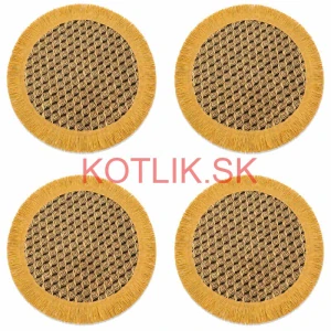 Prírodné podložky pod tanier so strapcami 37 cm, 4 ks