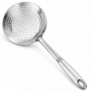 Nerezová dierovaná naberačka – sitko 19 cm, dĺžka 48 cm