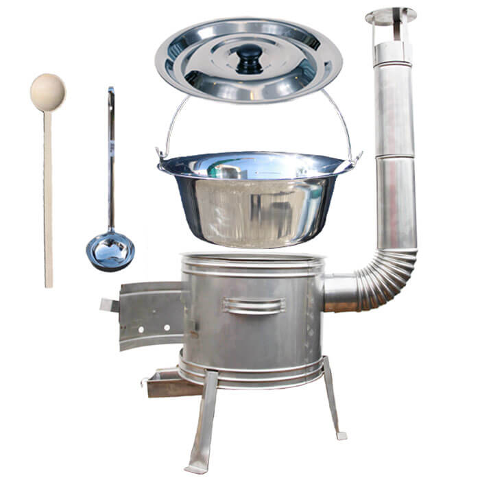 Antikorový kotlík 14 L (0,8 mm) + nerezová kotlina 36 cm + vareška a naberačka TOPLUX