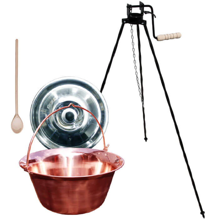 Medený kotlík 20 L + stojan s kladkou VAR