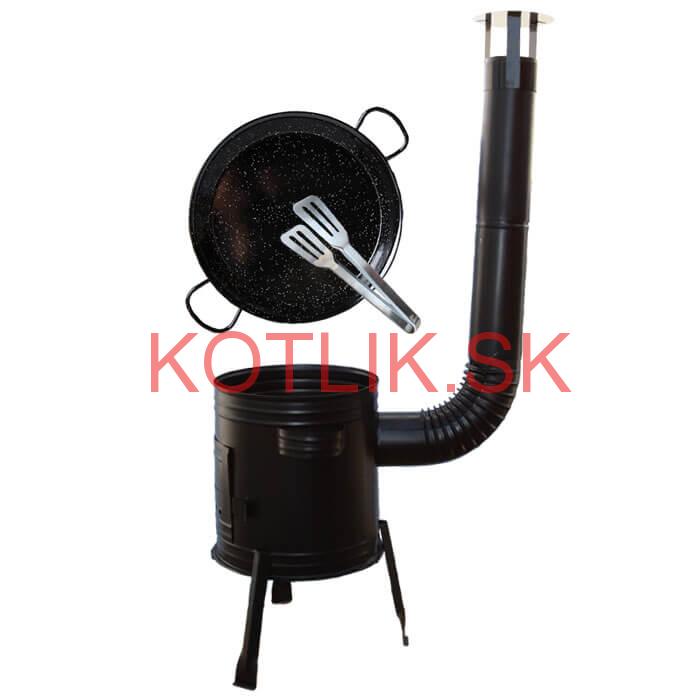 Paella smaltovaná panvica 42 cm + Kotlina 39 cm a obracačka na mäso Party