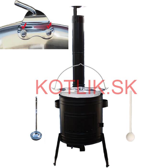 Nerezový kotlík 30 L (0,8 mm zosilnený s nitmi) + kovová kotlina 45 cm