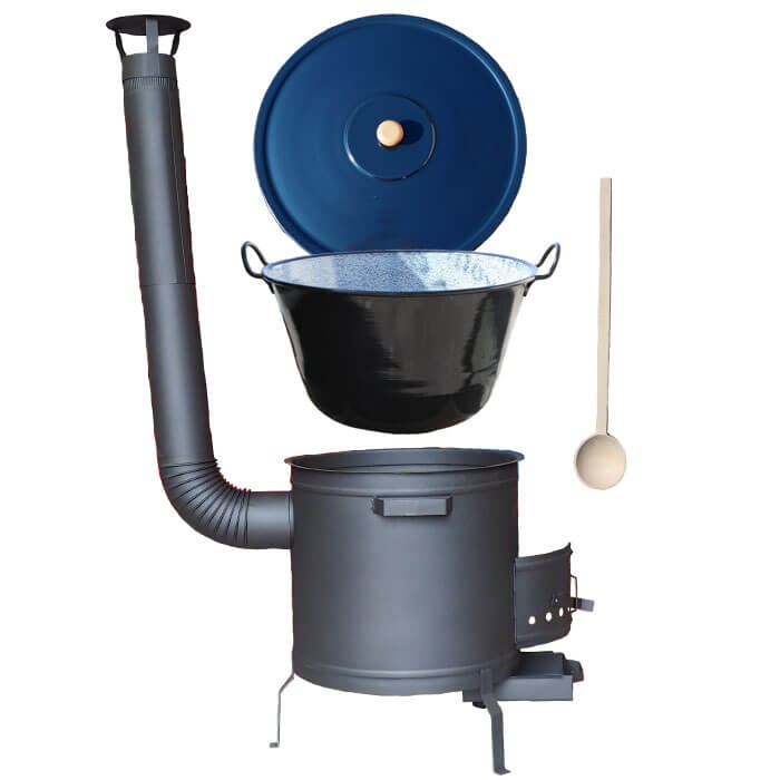 Smaltovaný kotol 70 L na zabíjačku s žiaruvzdornou kotlinou 53 cm PLUS 600 + vareška