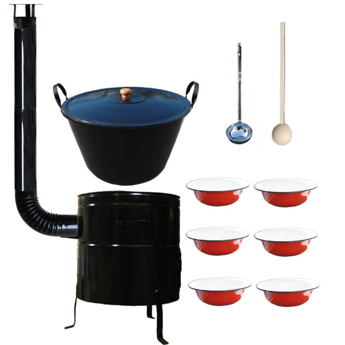 Smaltovaný kotol 70 L + smaltované taniere 6 ks BIG PARTY