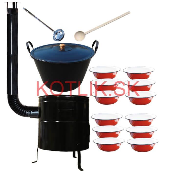 Smaltovaný kotol 80 L + smaltované taniere 12 ks BIG PARTY