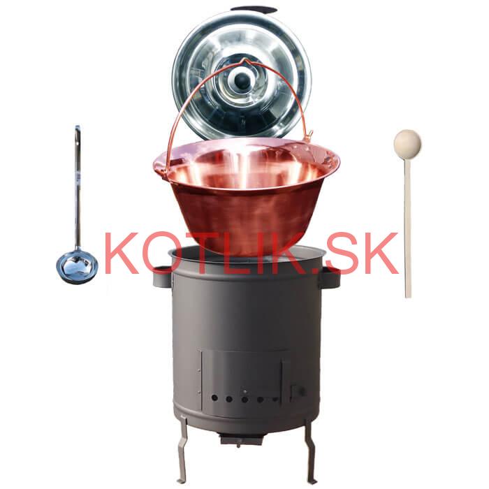 Medený kotlík 20 L (1,2 mm) + hrubostenná (1,5 mm) a žiaruvzdorná kotlina 42 PLUS 600