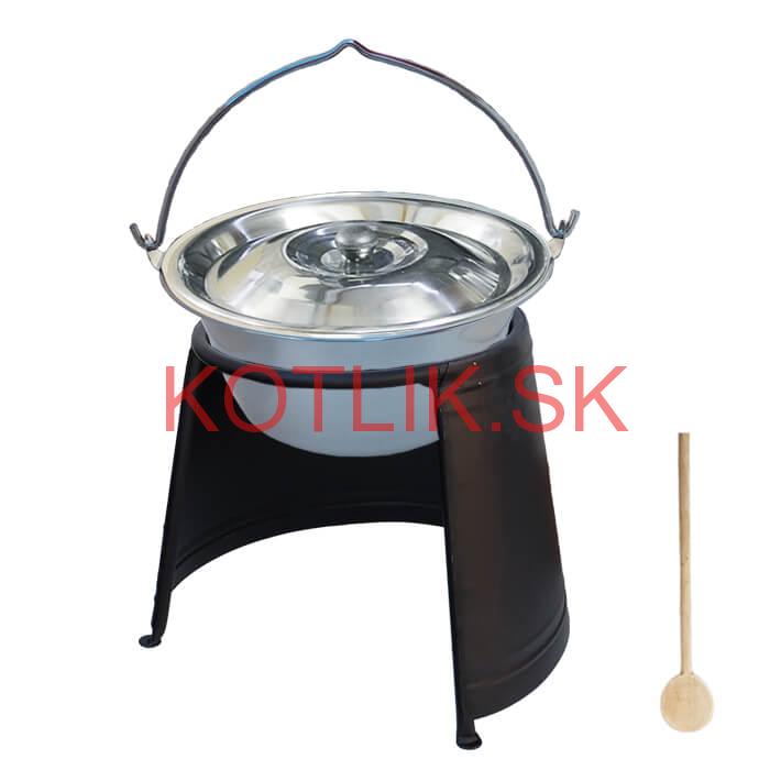 Nerezový kotlík 14 L (0,8 mm) + pokrievka + chránič plameňa