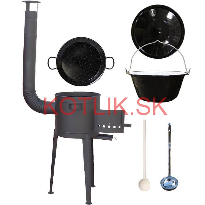 Smaltovaný kotlík 20 L (1,2 mm) + Paella smaltovaná panvica 46 cm  + žiaruvzdorná vysoká kotlina 42 PLUS 600
