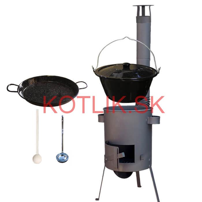 Smaltovaný kotlík 16 L + Paella smaltovaná panvica 42 cm + žiaruvzdorná kotlina 39 PLUS 600 4 MM