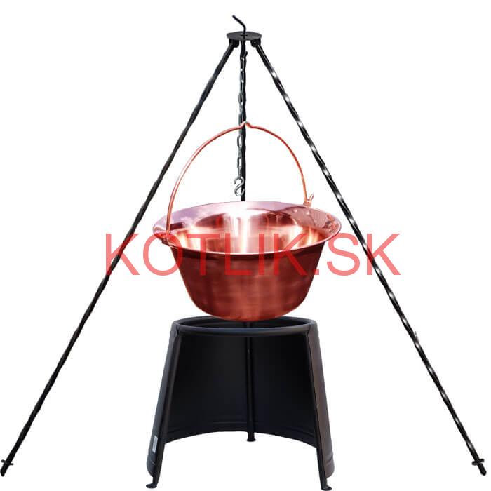 Medený kotlík 10 L (1,2 mm) + chránič plameňa 37 cm + trojnožka 1,2 m