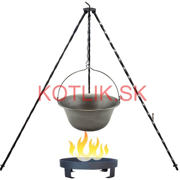 Železný kotlík 6 L (0,75 mm) + trojnožka 1 m + ohnisko 36 cm