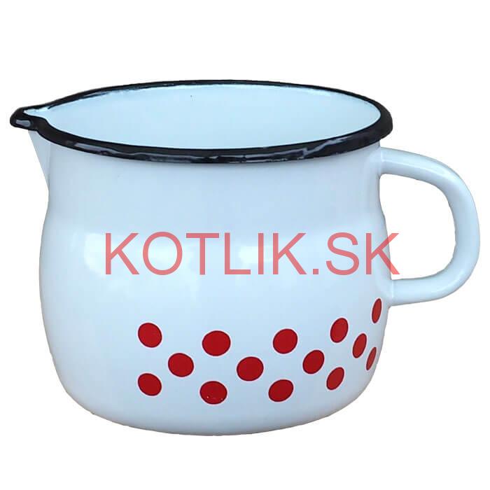 Smaltovaný hrnček s výlevkou 1,5 L baňatý - bodkovaný