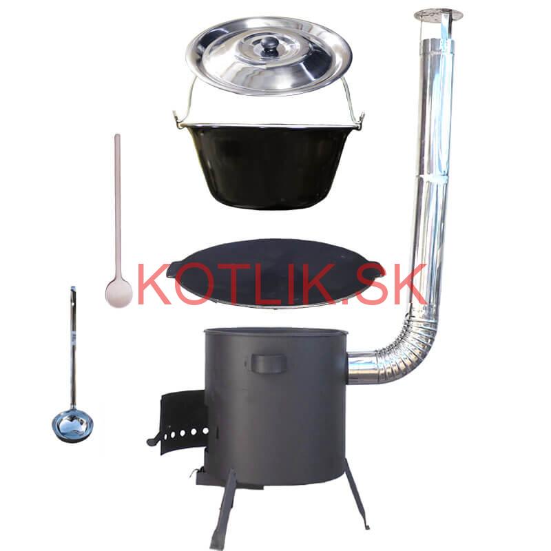 Smaltovaný kotlík 20 L + liatinová panvica 45 cm + žiaruvzdorná kotlina 42 cm PLUS 600