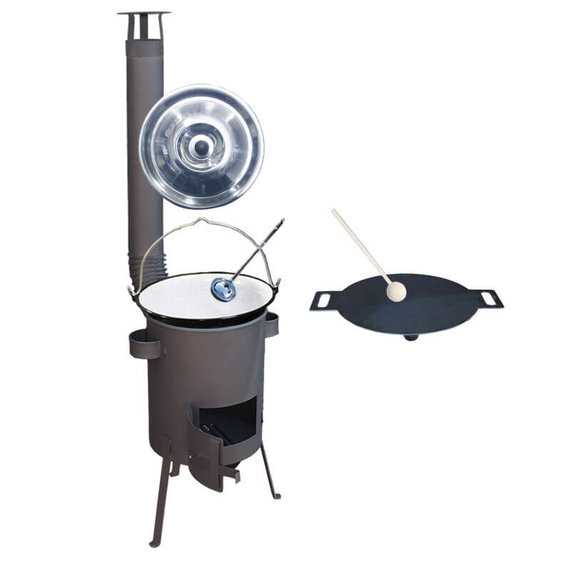 Smaltovaný kotlík 13 L + železná panvica 38 cm UNI + žiaruvzdorná kotlina 36 PLUS 600 4 MM