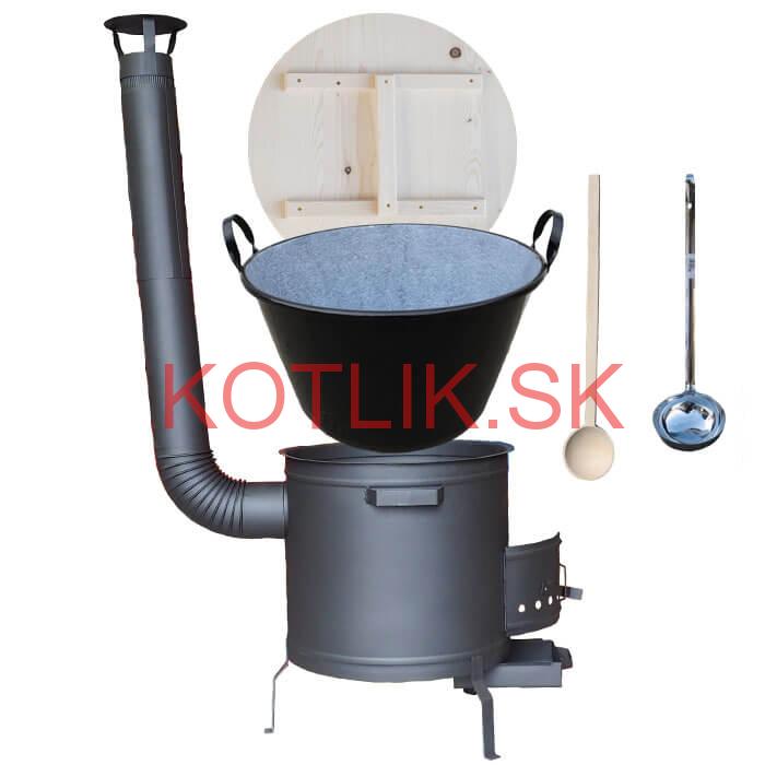 Smaltovaný kotol 100 L + žiaruvzdorná kotlina 60 cm PLUS 600 + vareška a naberačka BIG PARTY