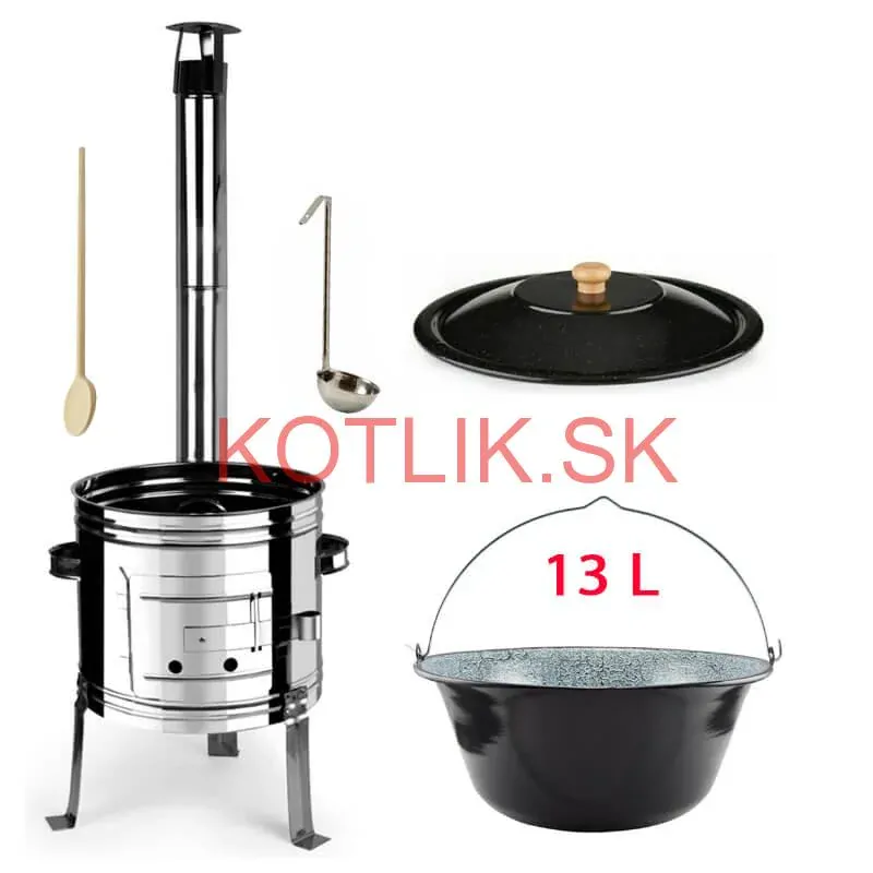 Smaltovaný kotlík 13 L + Nerezová kotlina 36 INOX