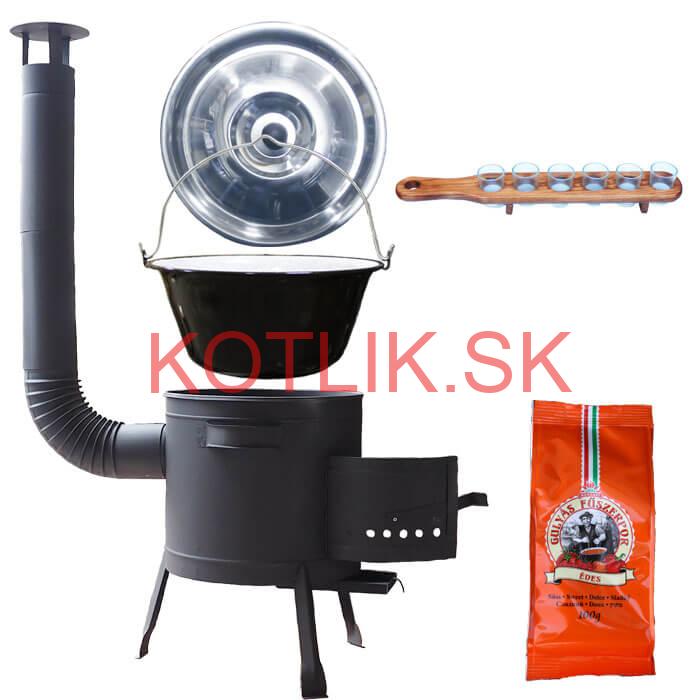 Smaltovaný kotlík 20 L (1,2 mm) + korenie + štamperlíky + nízka žiaruvzdorná kotlina (0,8 mm) 42 PLUS 600