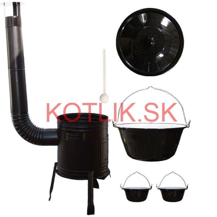 Smaltovaný kotlík 8 L (1,2 mm) + kovová kotlina 31 CLASSIC (KOV) + 2 smaltované servírovacie kotlíky 0,8 L