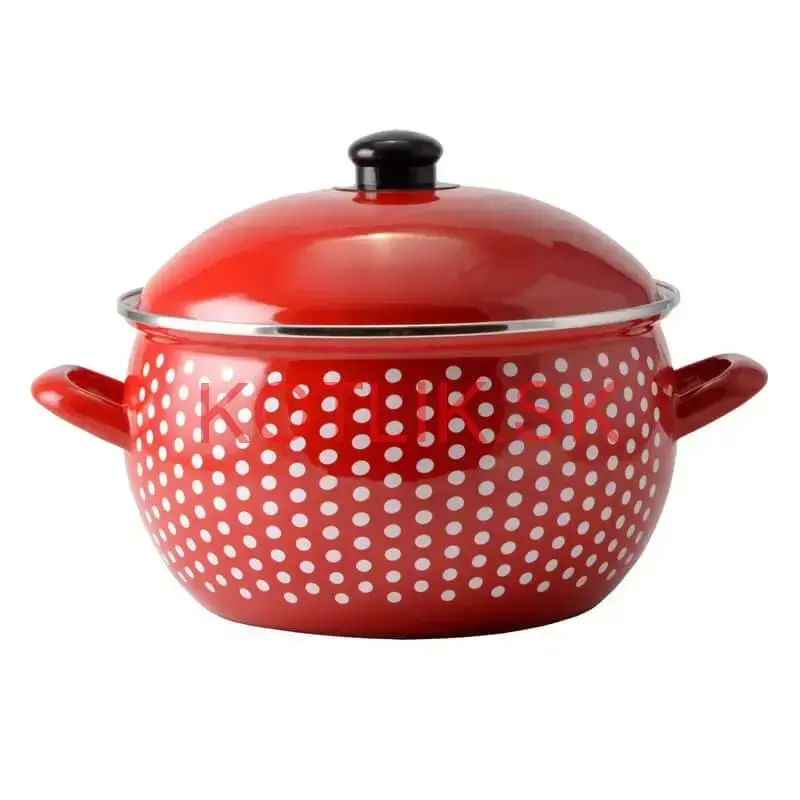 Smaltovaný hrniec 3,8 l červený 18 cm (bodkovaný)