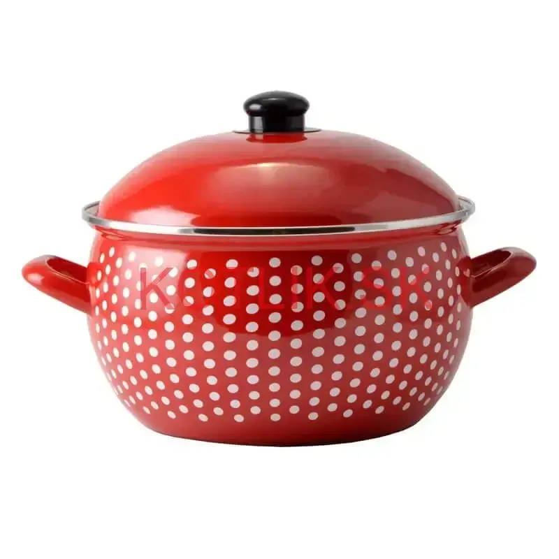 Smaltovaný hrniec 6 l červený 24 cm (bodkovaný)