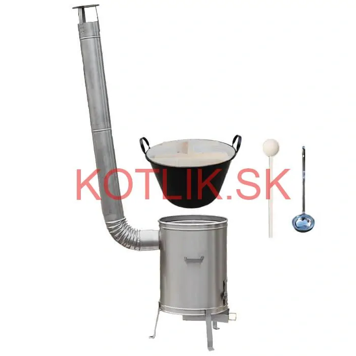 Zabíjačkový smaltovaný kotol 100 L + nerezová kotlina (1,5 mm) 60 cm LUX + vareška a naberačka