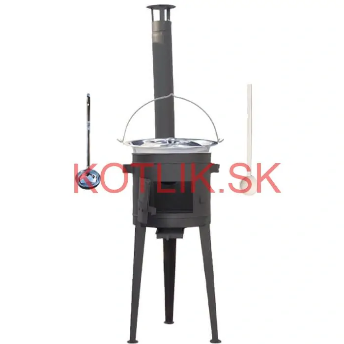 Nerezový kotlík 22 L (0,8 mm) + vysoká žiaruvzdorná kotlina (2,0 mm) HODO 42 cm PLUS 600 + vareška + naberačka