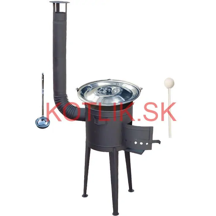 Nerezový kotlík 20 L (1,5 mm) + vysoká žiaruvzdorná kotlina (2,0 mm) HODO 42 cm PLUS 600 + vareška + naberačka