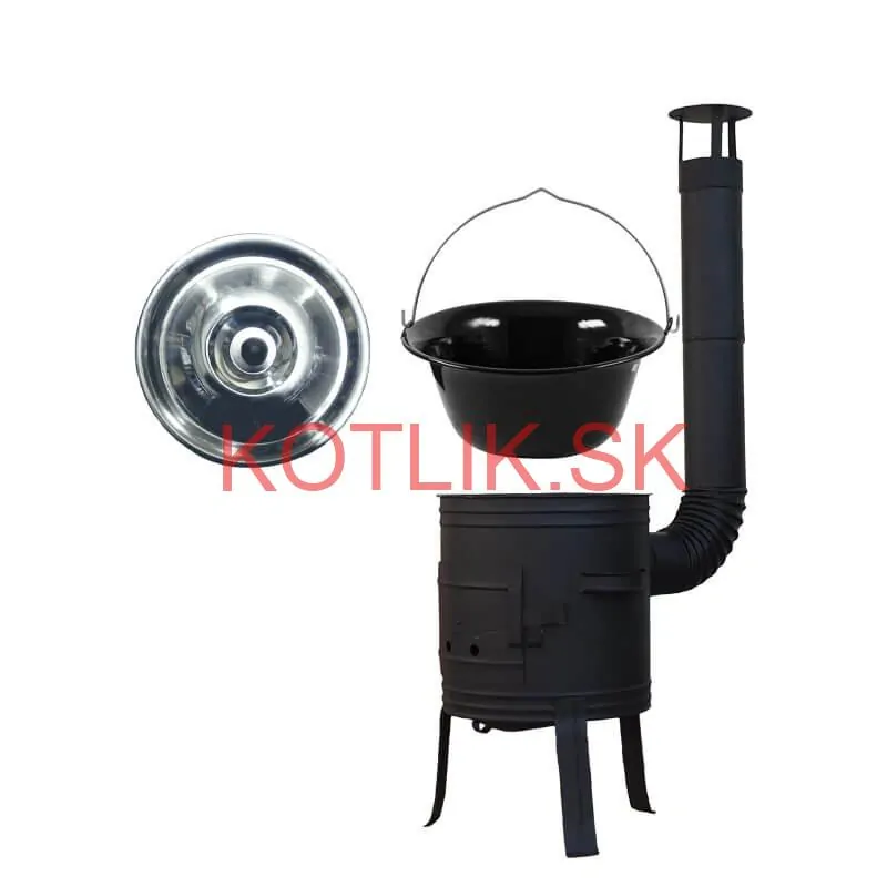 Smaltovaný kotlík 11 L BLACK + nerezová pokrievka INOX + žiaruvzdorná kotlina 33 cm Plus 700