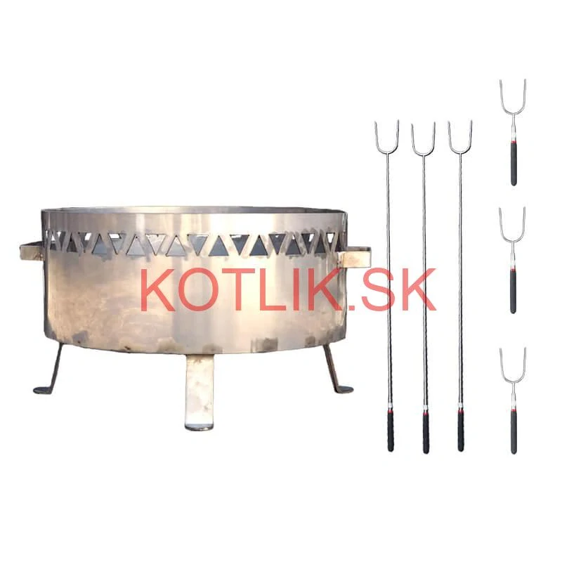 Prenosné ohnisko nerezove (1,5 mm) FIFO + Vidličky na opekanie teleskopické 6 ks
